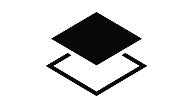 Minimalist layer icon representing digital software graphic design interface elements