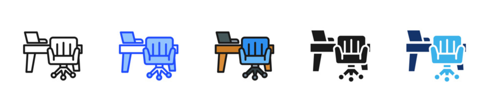 Office Desk Vacant Icon Collection With Multiple Styles