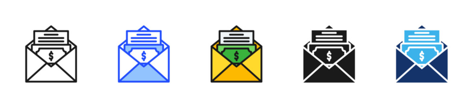 Pay Slip Icon Collection With Multiple Styles
