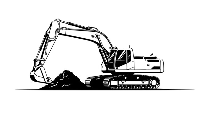 excavator digging pile earth