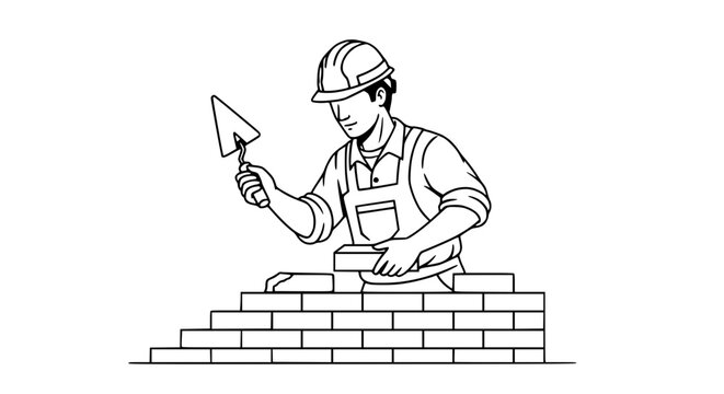 mason building brick wall