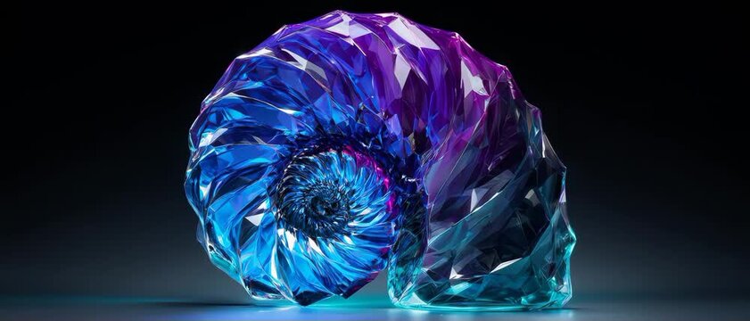 Abstract Ferrofluid Nautilus Shell Morphing with Magenta and Cyan Liquid