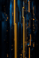 Obraz premium Abstract Futuristic Data Path with Glowing Orange Light Lines