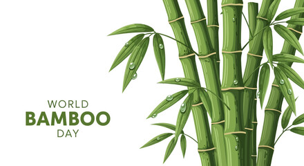 World Bamboo Day Illustration with Green Stalks and Leaves © Azrha
