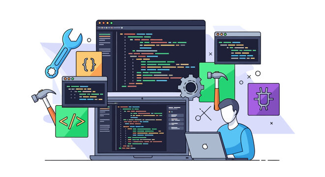 Software Development and Coding Concept Illustration