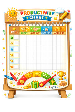 colorful productivity chart, kids productivity tracker, chore chart for kids, reward chart, daily routine tracker, educational poster, children organization, task completion chart, habit tracker for k