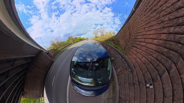 Travel on Scottish Roads Through Rural A and B Countryside of UK. Car Window Mounted Camera Ultra Wide Angle Footage of Car Travel on British Country Road and Highways of Scotland on Car Travel.