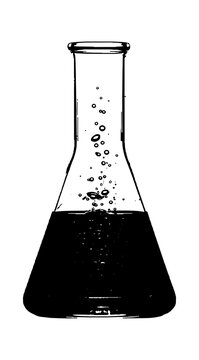 Erlenmeyer flask with bubbling liquid chemical reaction vector art