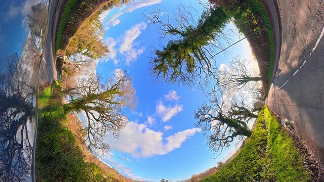Travel on Scottish Roads Through Rural A and B Countryside of UK. Car Window Mounted Camera Ultra Wide Angle Footage of Car Travel on British Country Road and Highways of Scotland on Car Travel.