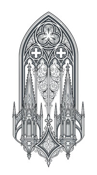 Gothic Arch Tattoo Design Detailed Ornate Architectural Element