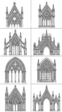 Gothic Arch Tattoo Design Line Art Architectural Elements