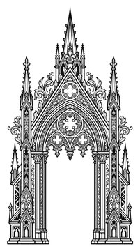 Gothic Arch Tattoo Design Ornate Blackwork Architectural Element