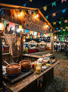 Cachorro quente stand at festa junina festival