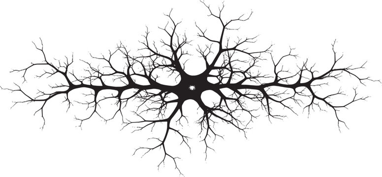 Abstract black silhouette of a tree root system or nerve cell structure vector art