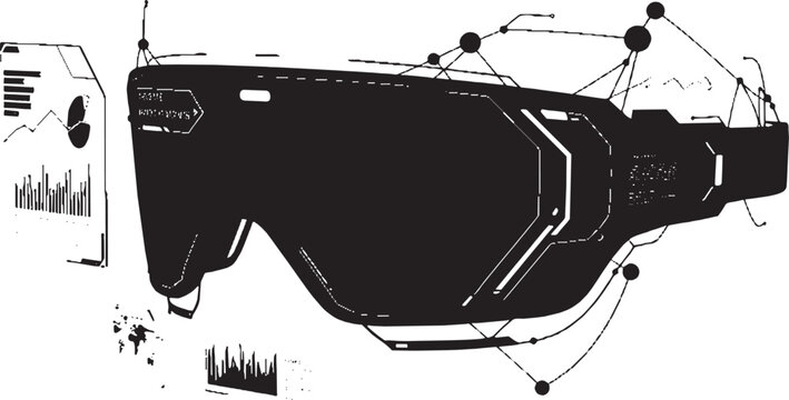 Futuristic augmented reality glasses with digital data interface and holographic hud elements vector art