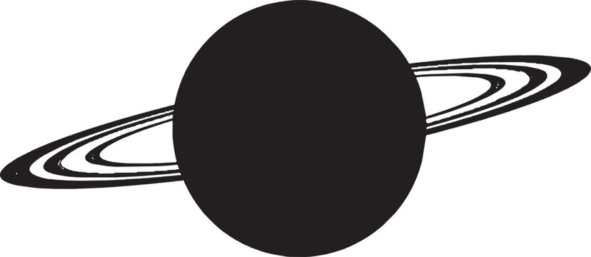 Black silhouette of the planet saturn with rings vector art