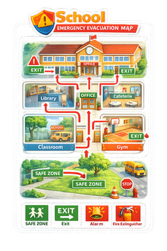 school evacuation map, evacuation map, emergency evacuation, school safety, emergency exit, evacuation plan, fire escape plan, safety map, emergency preparedness, school emergency, evacuation route, e