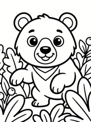 Fototapeta premium Cute Cartoon Sun Bear Cub Coloring Page for Kids. EPS Editable. Vector Illustrations.