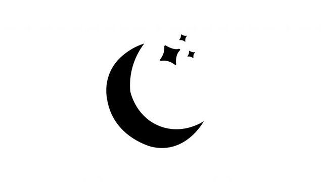 moon and star icon animation simple on white background
