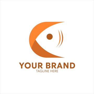 Creative orange letter C logo shaped like a crescent fish