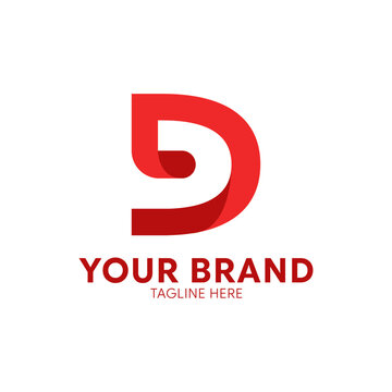 Red letter D logo with a creative ribbon fold effect
