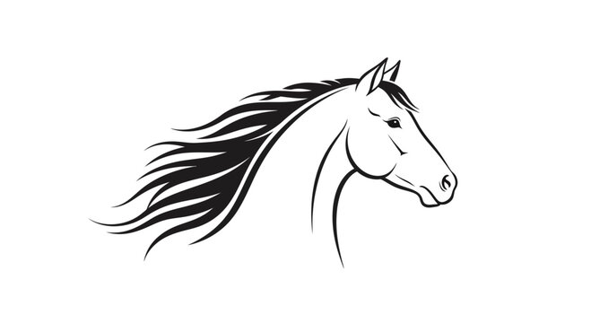 Black and white horse head illustration.