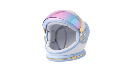 Fototapeta premium Premium 3D astronaut helmet with glossy visor and realistic materials, isolated on white background with clean commercial design.