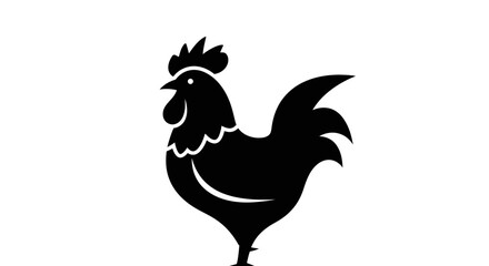 Black silhouette of a rooster bird. © Arzan