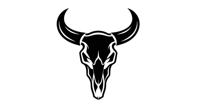 Black Bull Skull Icon Graphic Design.