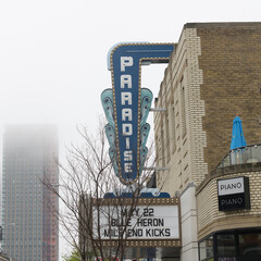 Naklejka premium Paradise Theatre (1937; 1006 Bloor St W), Art Deco neighborhood cinema designed by Benjamin Brown, operated as an adult film house named 
