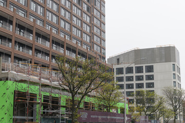 Naklejka premium construction of Station House condos at southwest corner of Bloor St W and Dufferin St, Toronto