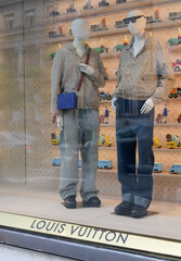 Naklejka premium display window at Louis Vuitton (May 2026) a luxury brand shop, located at 150 Bloor St W, inside 89 Avenue Yorkville, Toronto