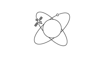 Obraz premium Satellite orbiting Earth in a complex trajectory illustrating space technology.