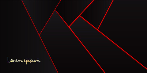 Modern material design background featuring sharp dark grey shapes and vibrant red accents. © Abd Syukur