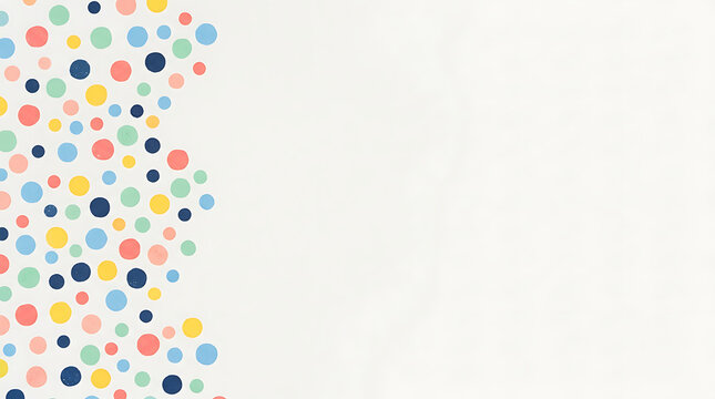 Colorful polka dot border on white background