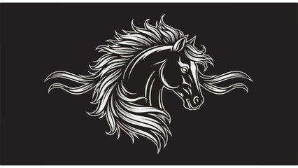 Fototapeta premium Detailed Horse Head Illustration with Flowing Mane.