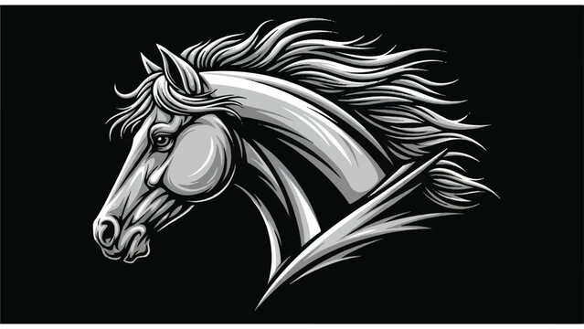 Detailed Illustration of Horse Head Profile.