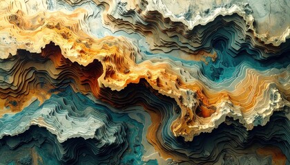 Obraz premium Abstract layered terrain mimicking canyons with varied hues