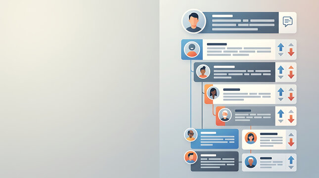Interactive online forum discussion thread with user avatars