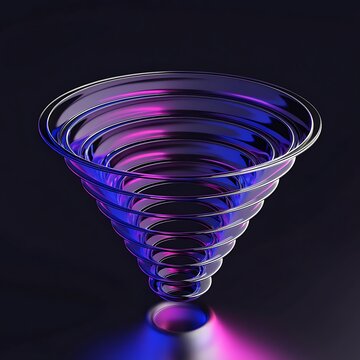 Transparent glass funnel concept representing business data conversion process with business marketing conversion abstract transparent optimization strategy management corporate
