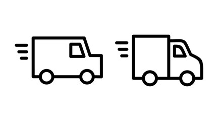 Fototapeta premium Delivery truck icon set vector. Delivery truck sign and symbol. Shipping fast delivery icon