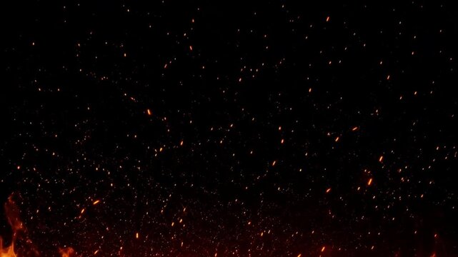 Abstract fire sparks flying motion on black background 4K 60FPS  overlay 