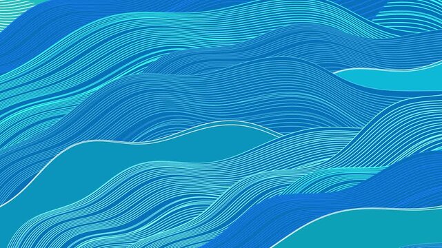 Abstract Flowing Blue Wavy Patterns 4K