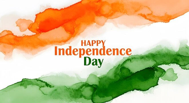 Indian independence day watercolor background with festive greeting