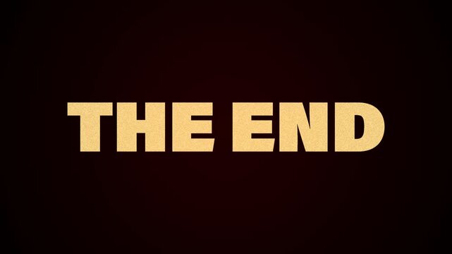 Animated burning text reading The End with glowing yellow and orange letters. Perfect for movie endings, game cinematics, dramatic finales, post-apocalyptic themes, and cinematic storytelling projects