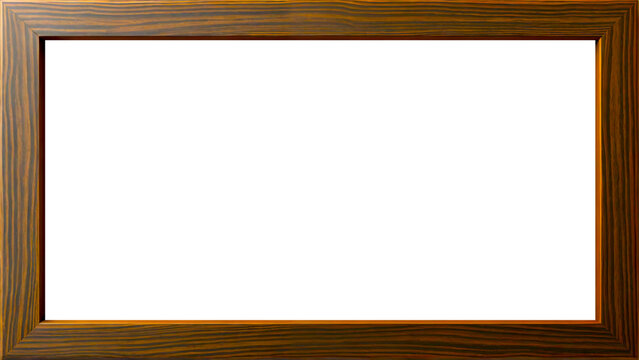Marco de madera color caoba con textura premium, dise&ntilde;o minimalista para verano y estilo de vida, fondo PNG transparente, vers&aacute;til y elegante para enmarcar fotos, publicidad de vacaciones, hoteles.