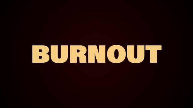 Animated burnout text concept highlighting workplace stress, employee exhaustion, occupational challenges, emotional sensitivity, and mental fatigue. 