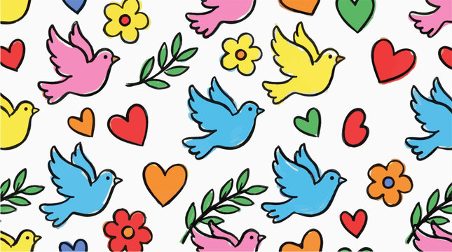 peace colored crayons pencils sketch art pattern icon 
