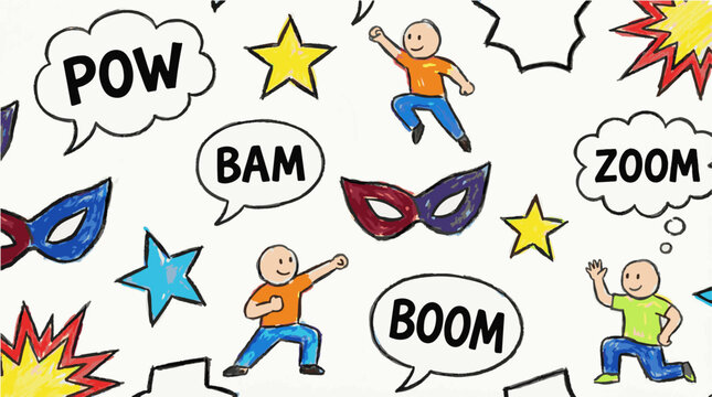comics colored crayons pencils sketch art pattern icon 