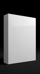 Naklejka premium Blank white product box mockup isolated on black background for branding design package template marketing display